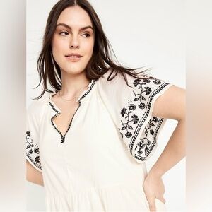 Old Navy White and Black Embroidered Mini Dress